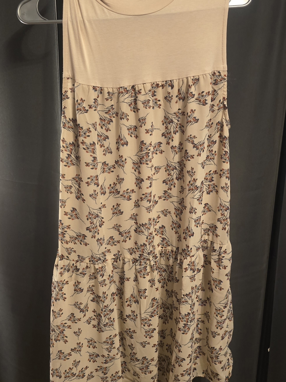 Beige Floral Tiered Maxi Skirt - Women